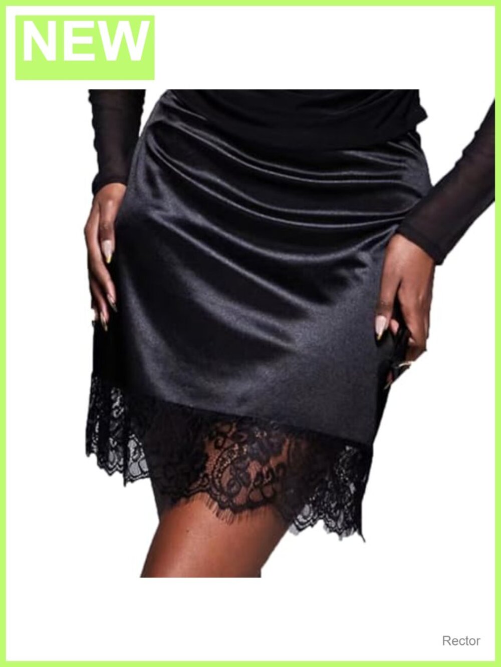 Lace Trim Satin Mini Skirt Y2K Low Rise Bodycon Slip Skirt Streetwear